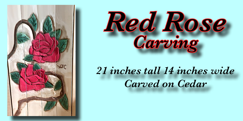 Red Rose Carving fence art Garden art, yard art and so much more